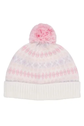 MERINO PATTERN BEANIE W. POMPOM - LAVENDER COMBI