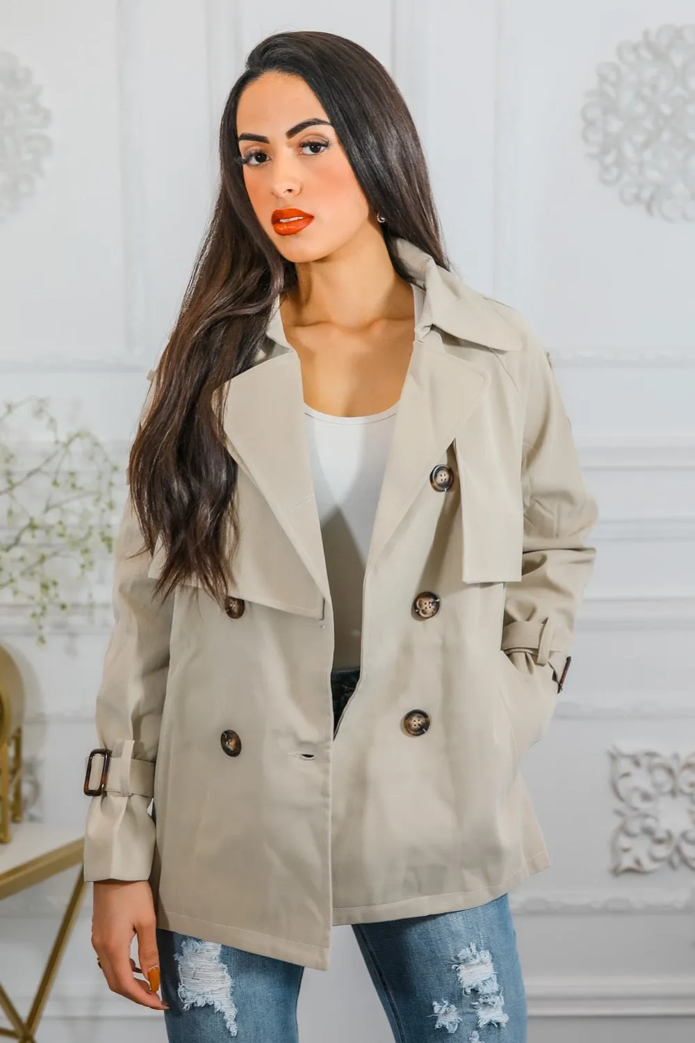 Mid Length Trench Coat Jacket