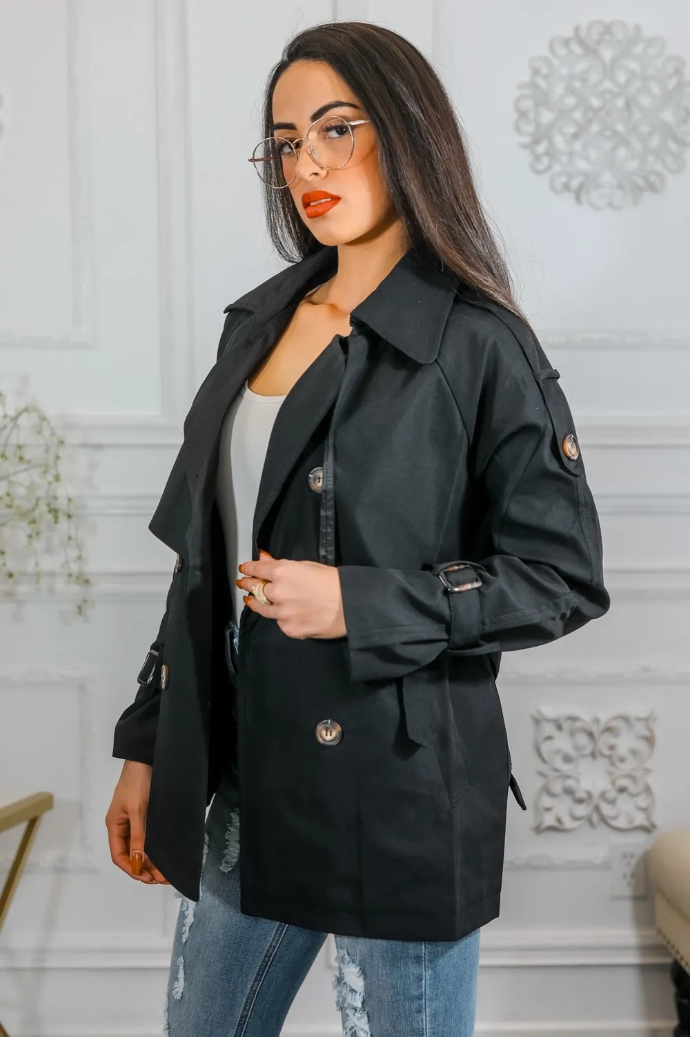 Mid Length Trench Coat Jacket