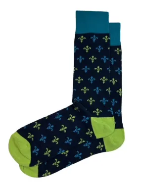 Navy and Teal Men's Dress Socks by Paul Malone