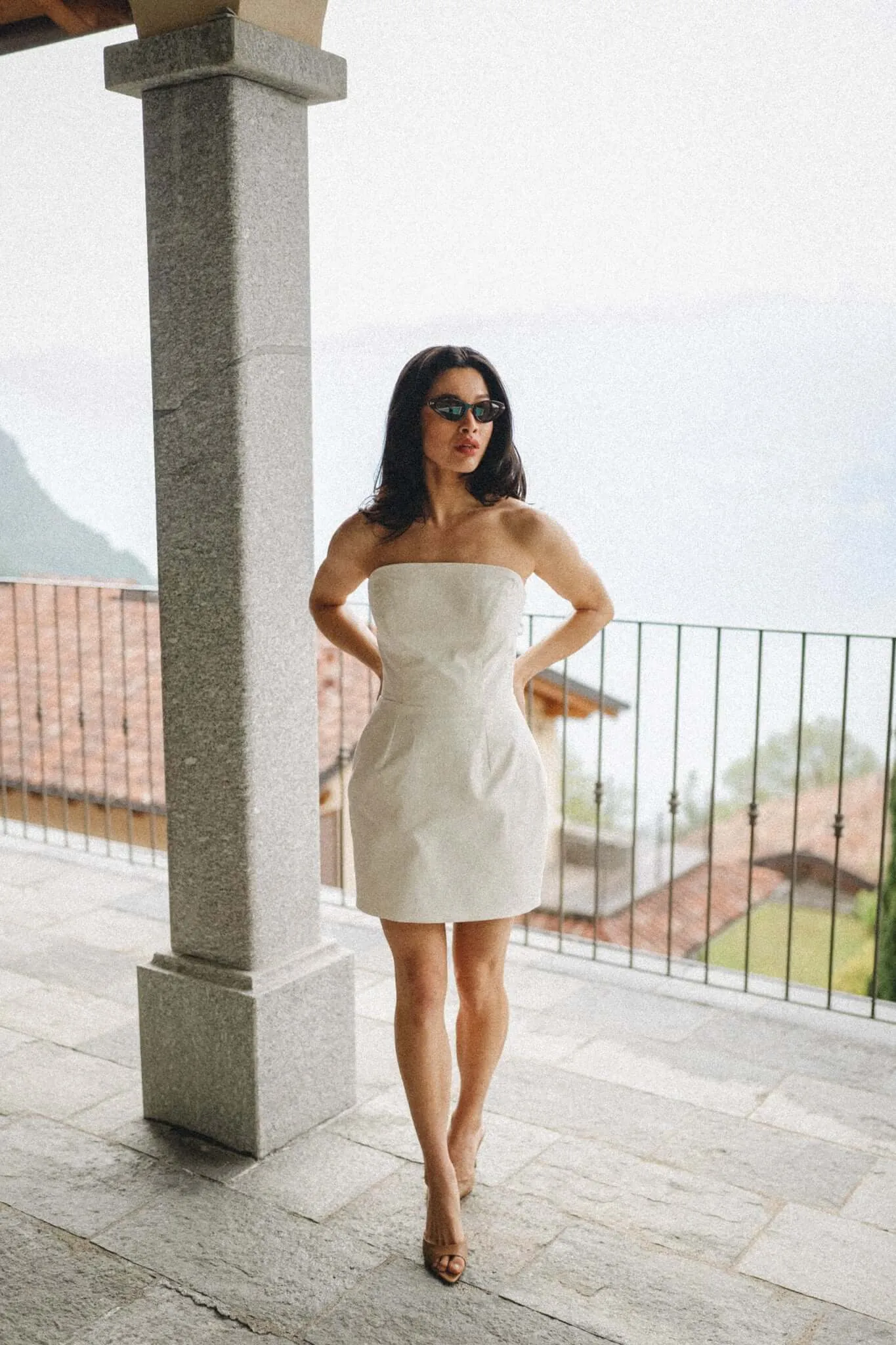 Organic Cotton Strapless Mini Dress in Ivory