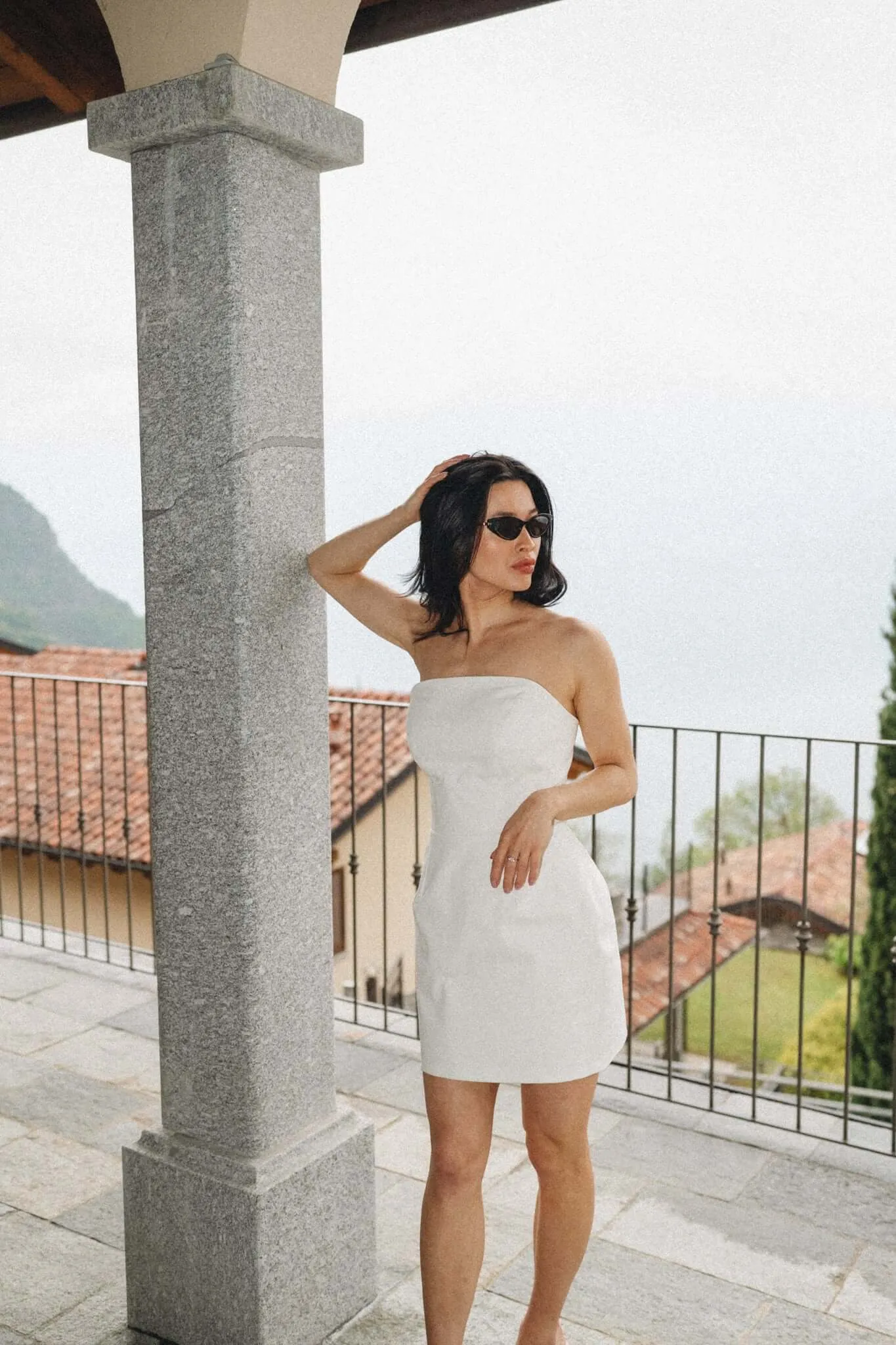 Organic Cotton Strapless Mini Dress in Ivory