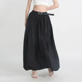 Pleated Skirts For Women High Waist Patchwork Belt A Line Elegant Temperament Skirt Female Fashion Clothing