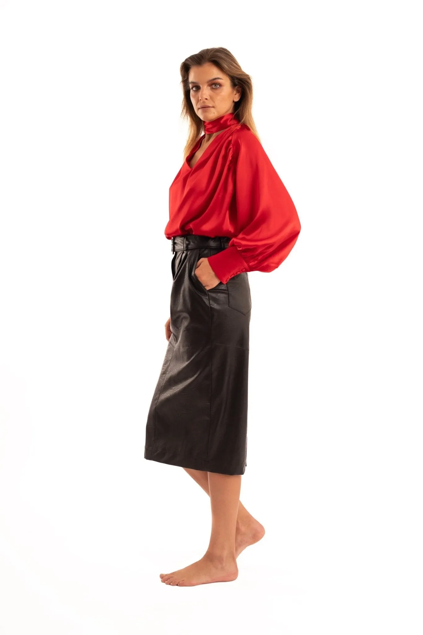 Red Silk Blouse - NOPIN