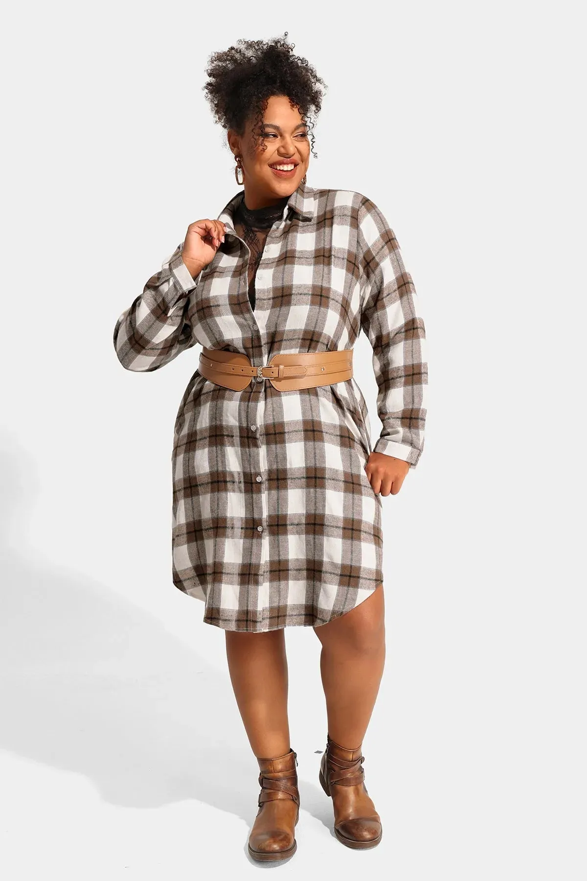 Ritera Plaid Button Down Long Coats with Pockets