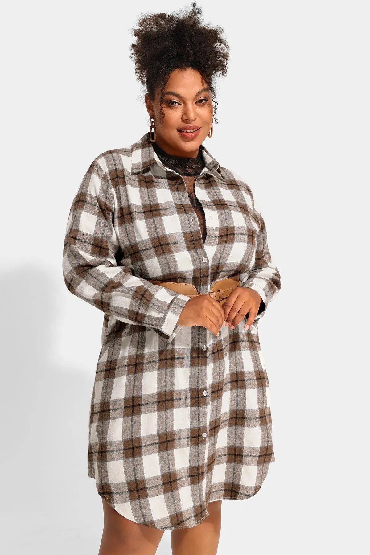 Ritera Plaid Button Down Long Coats with Pockets