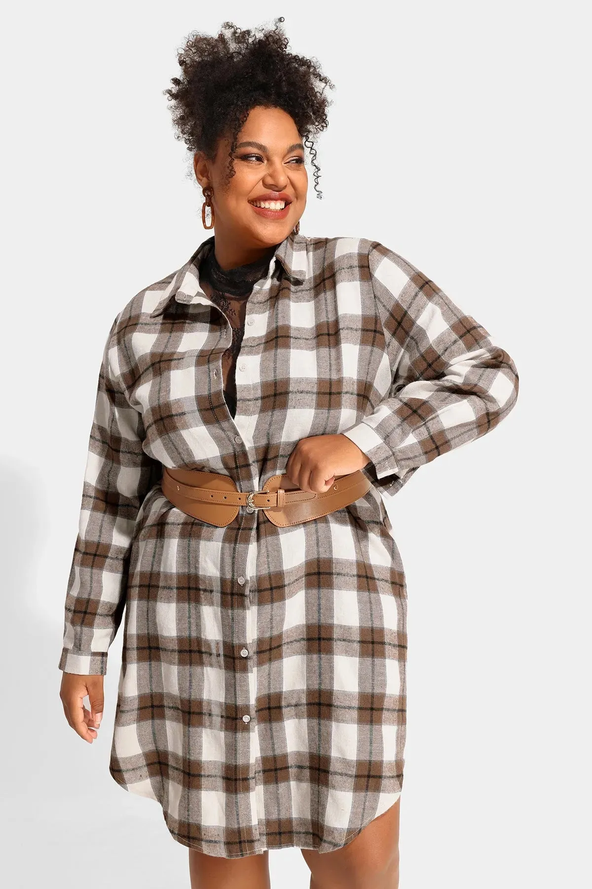 Ritera Plaid Button Down Long Coats with Pockets