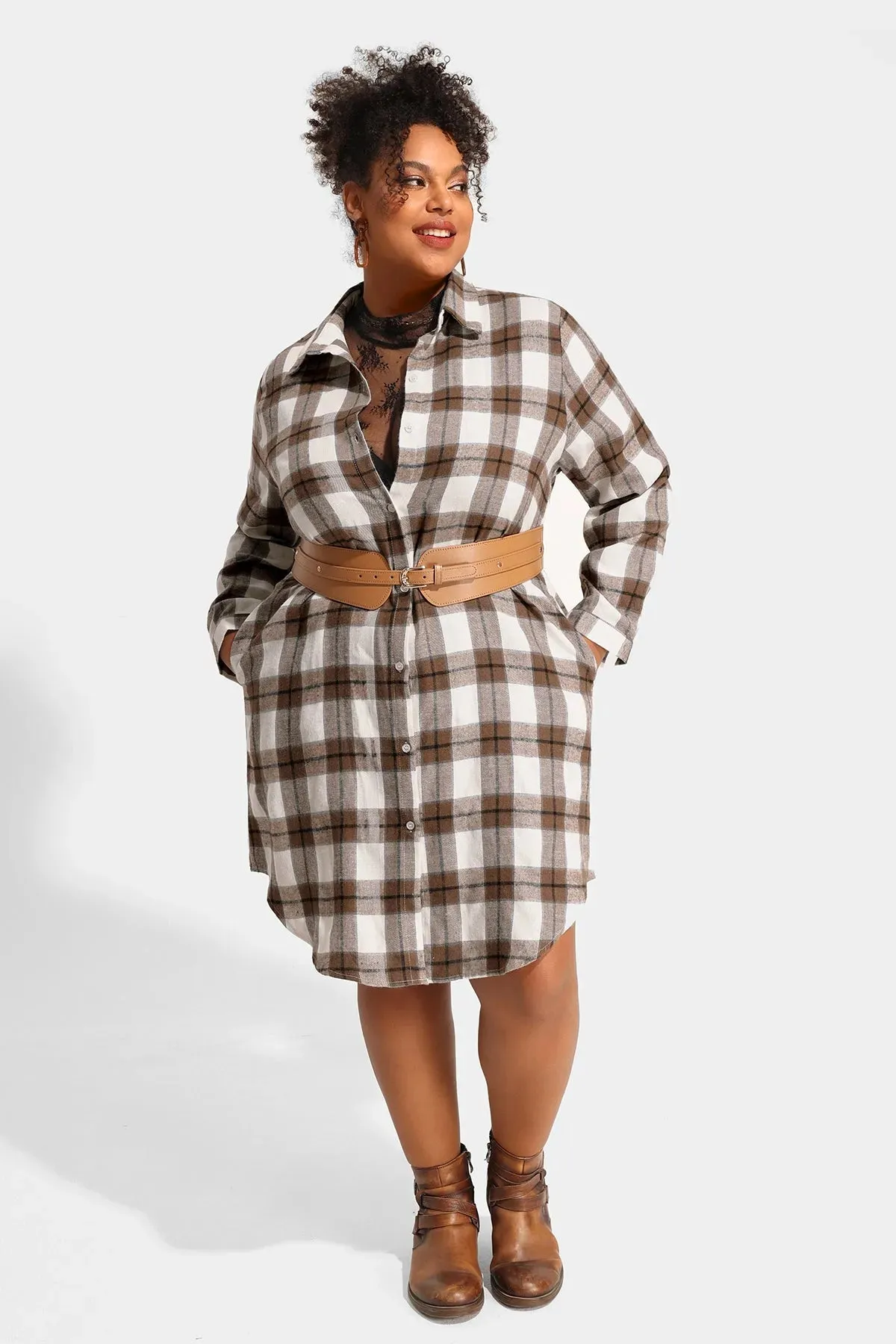 Ritera Plaid Button Down Long Coats with Pockets