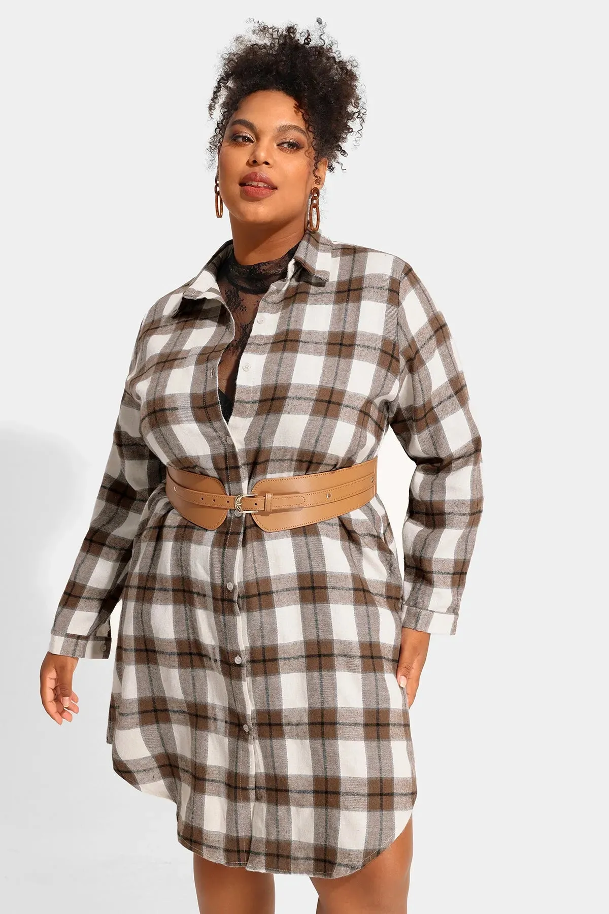 Ritera Plaid Button Down Long Coats with Pockets