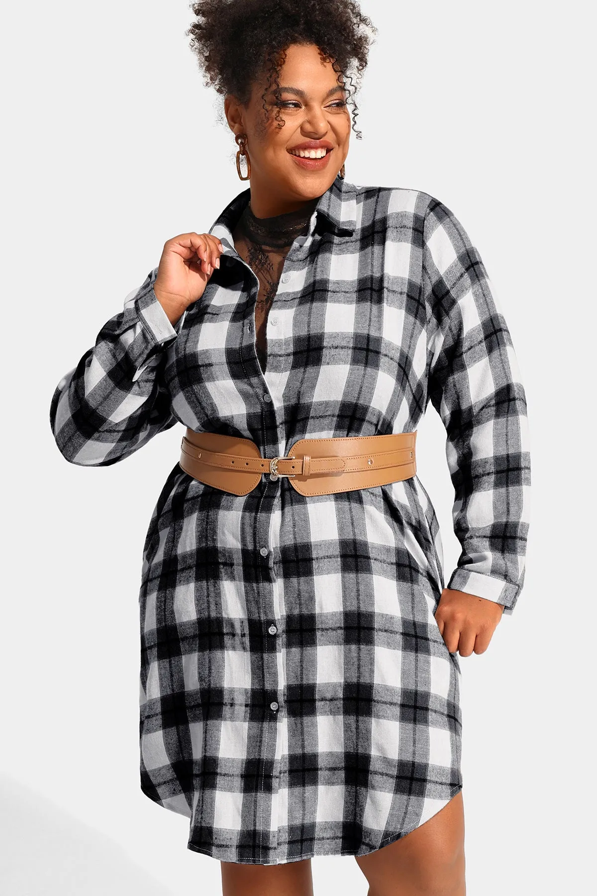 Ritera Plaid Button Down Long Coats with Pockets