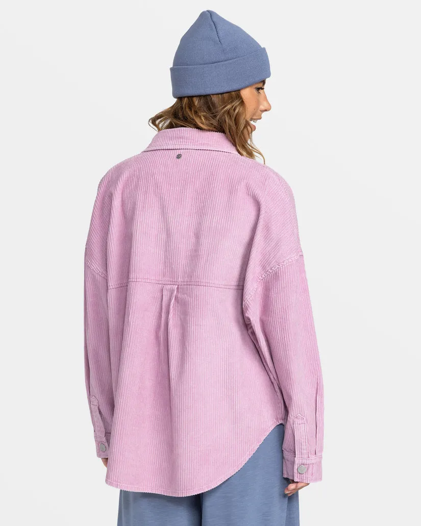 Roxy Kick Back Washed Cord L/S Shirt-Mauve Orchid