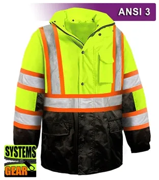 Safety DOT Jacket: Hi Vis Parka: Breathable Waterproof Hooded