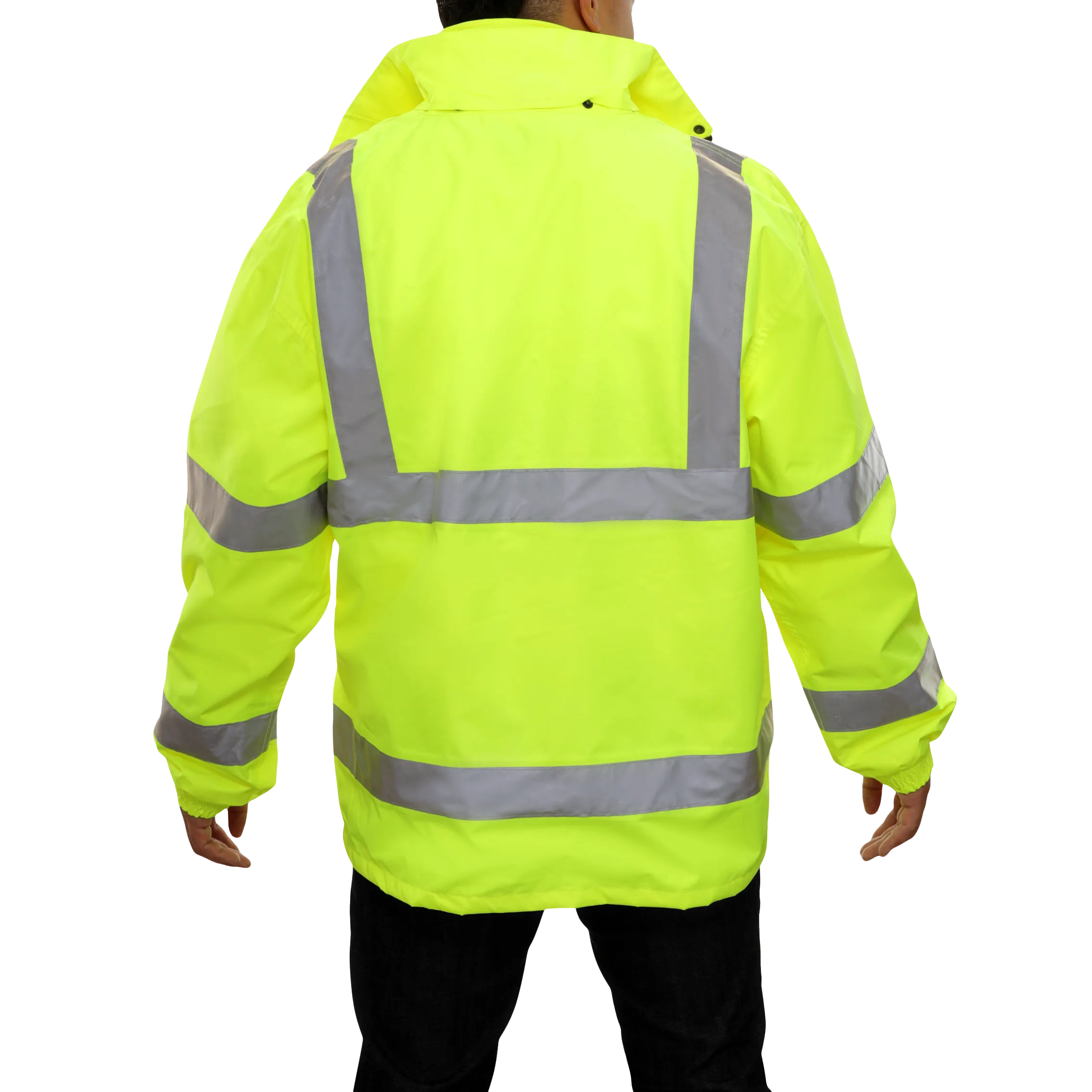 Safety Jacket Hi Vis Parka Breathable Waterproof Hooded Lime