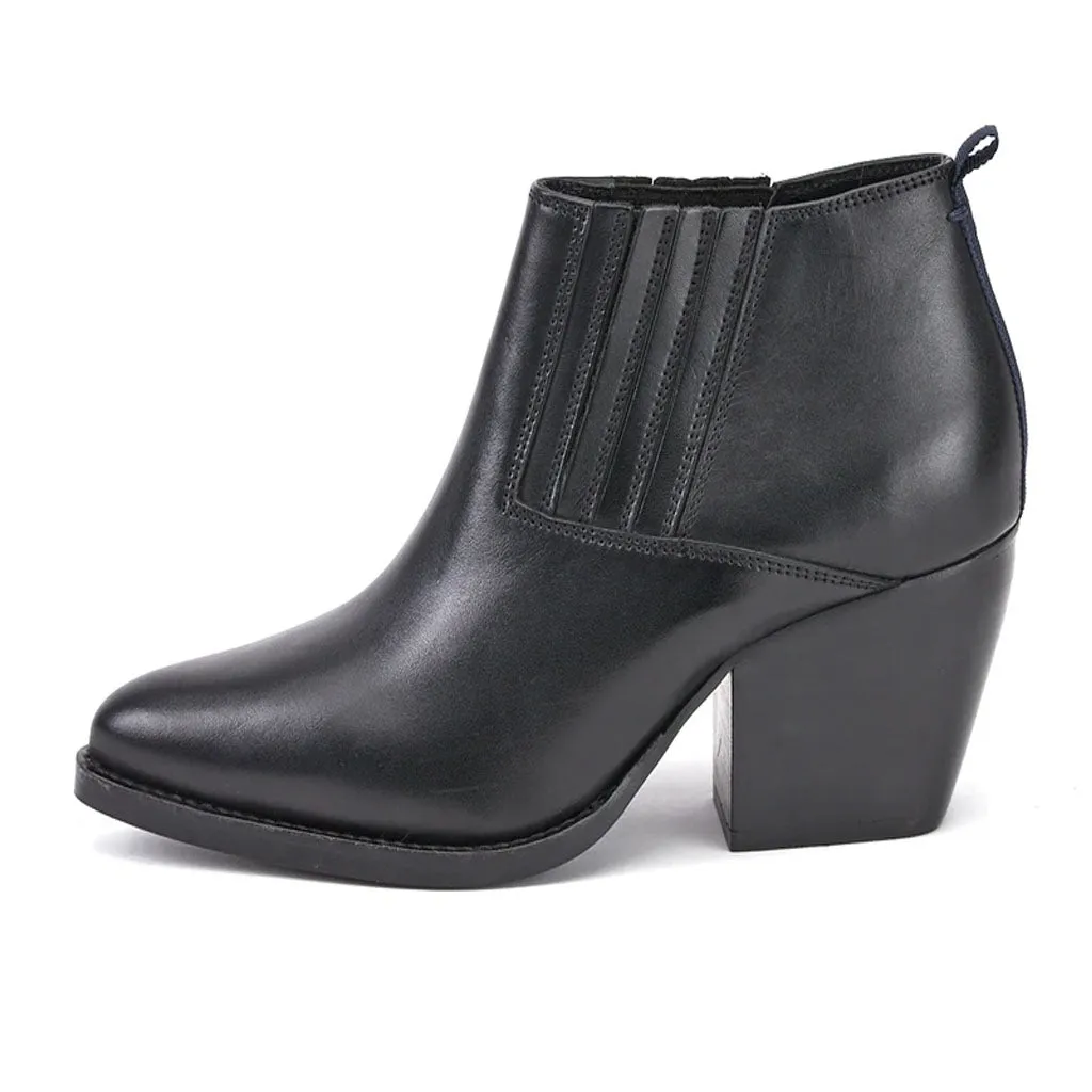 Saint Angela Black Leather Ankle Boot