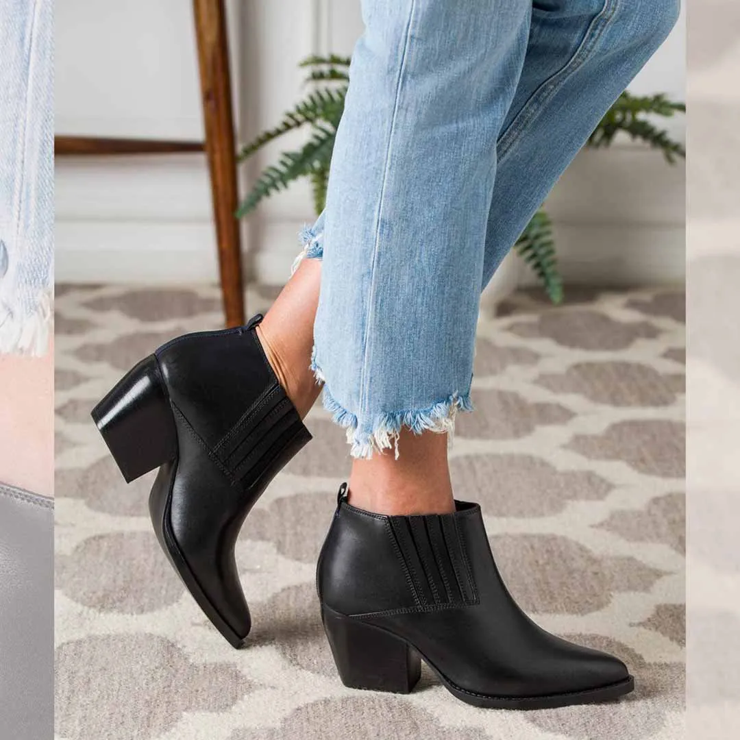 Saint Angela Black Leather Ankle Boot