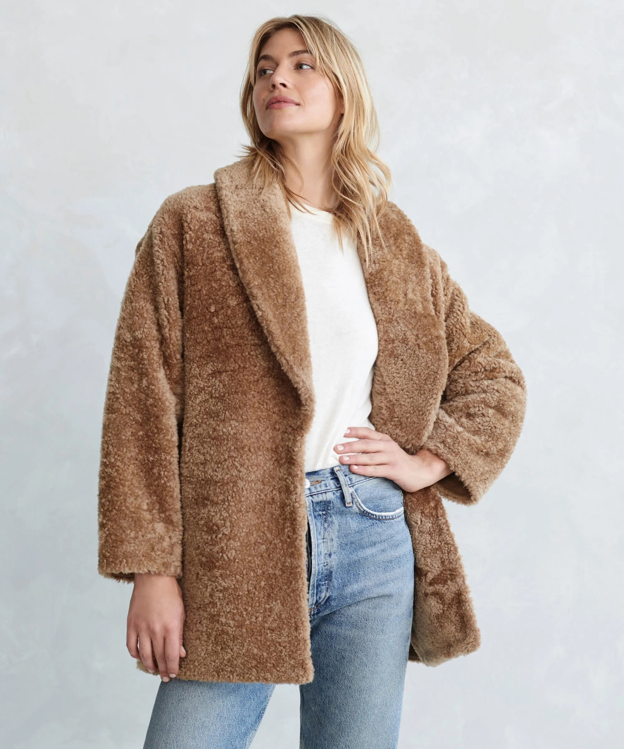 Shearling Yves Shawl Coat