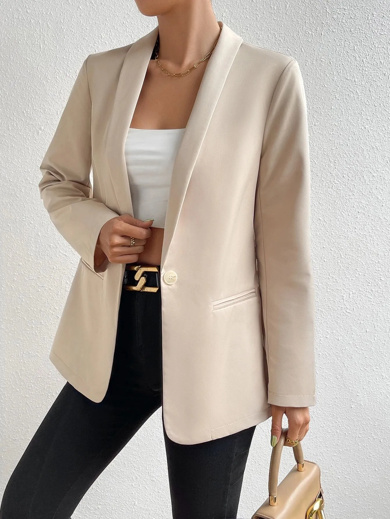 SHEIN Unity Shawl Collar Single Button Blazer