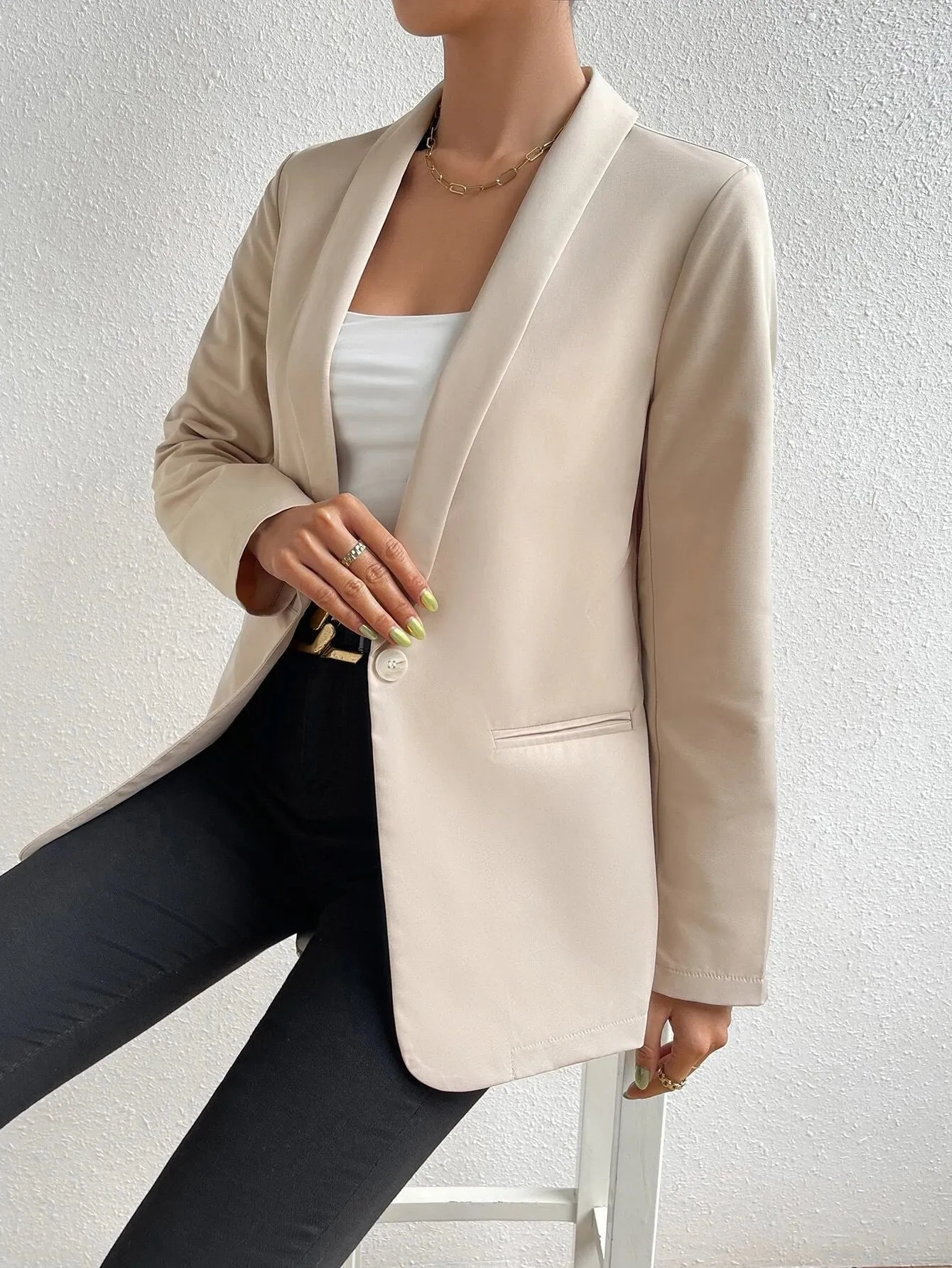 SHEIN Unity Shawl Collar Single Button Blazer