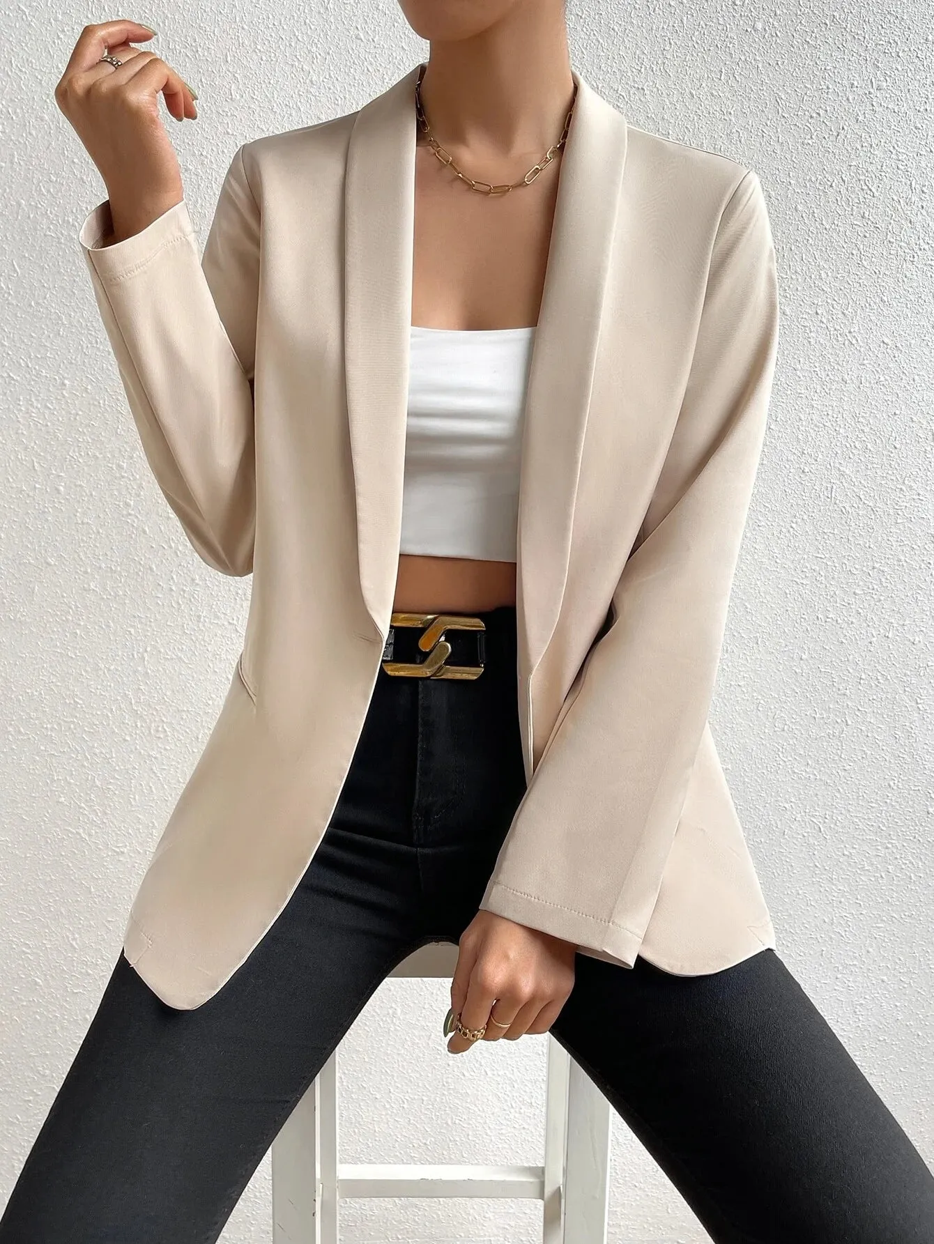 SHEIN Unity Shawl Collar Single Button Blazer