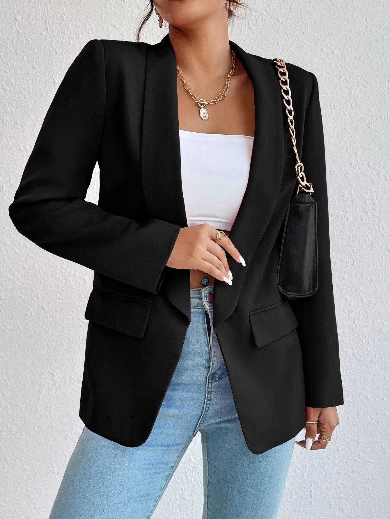 SHEIN Unity Solid Shawl Collar Blazer