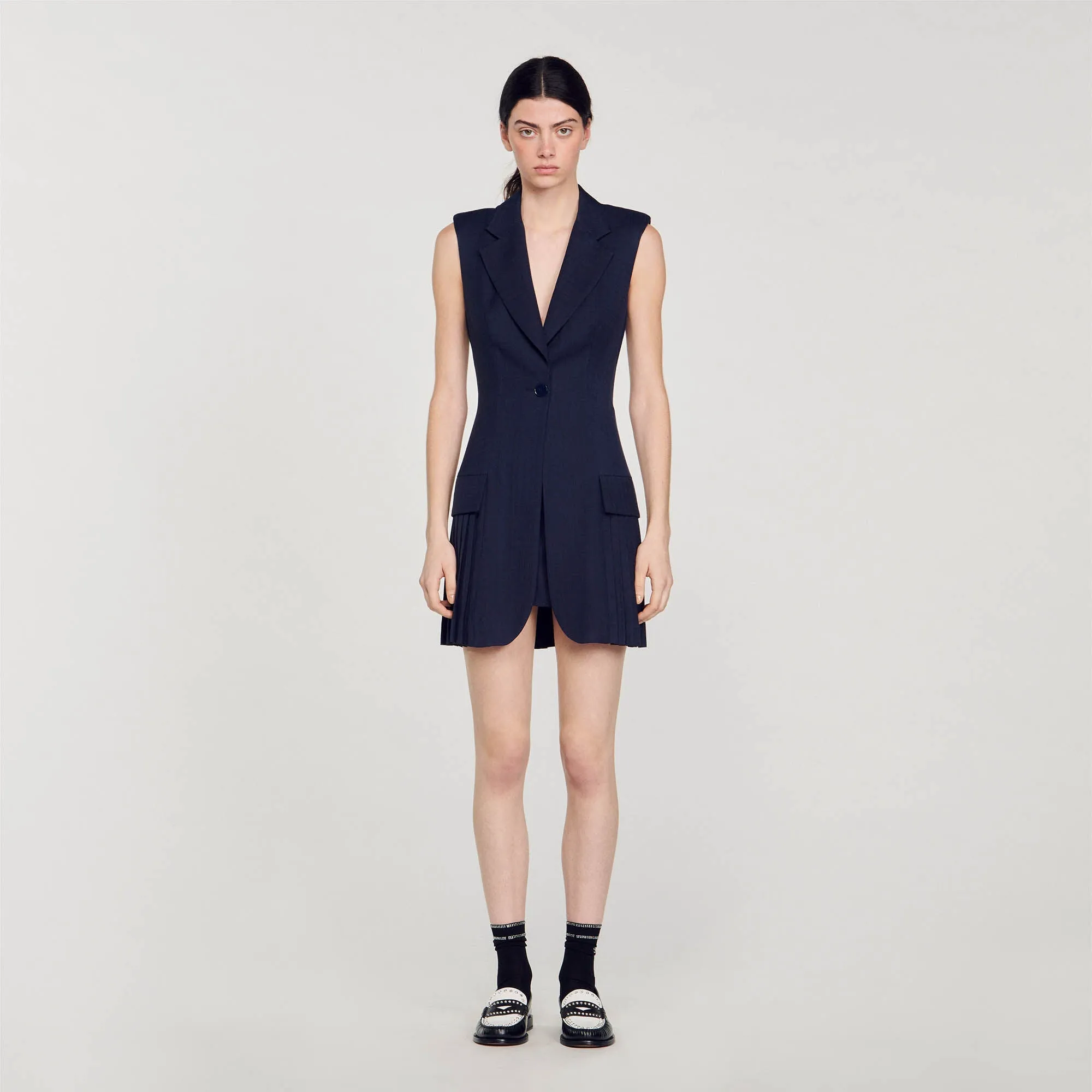 Short Pleated Suit Dress