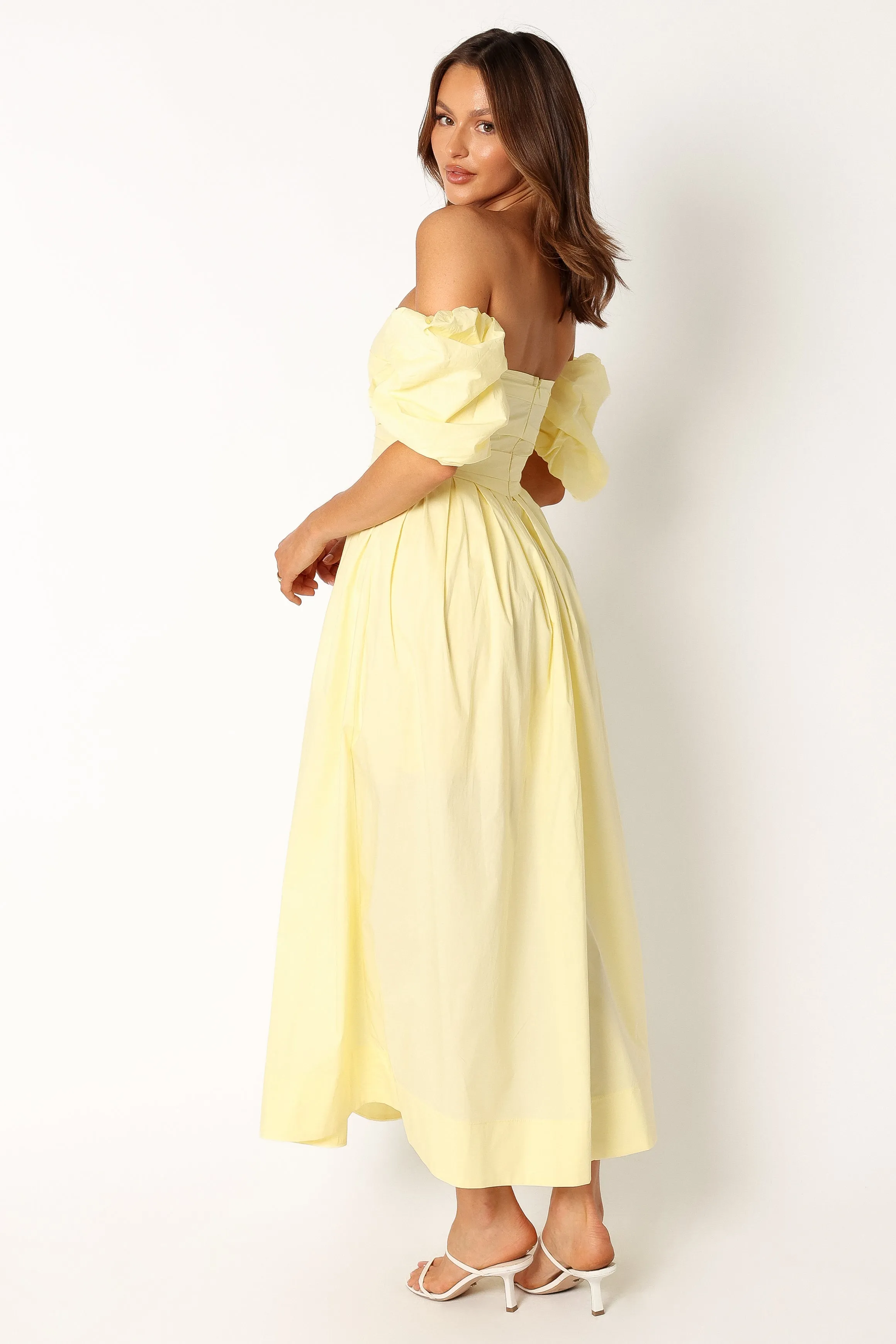 Solana Off Shoulder Midi Dress - Yellow