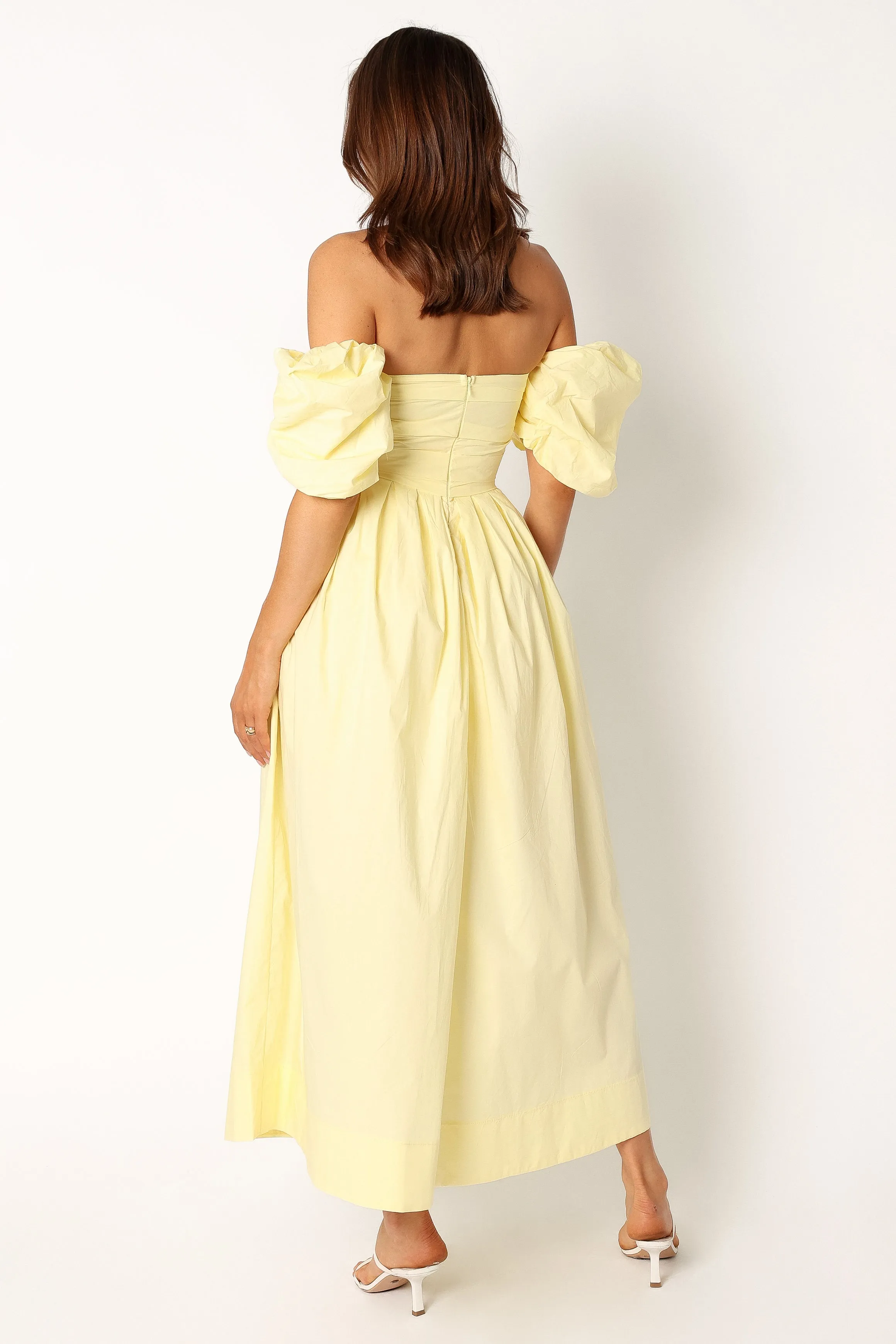 Solana Off Shoulder Midi Dress - Yellow