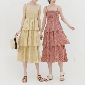 Summer new Korean version of the fresh retro sash plaid dress