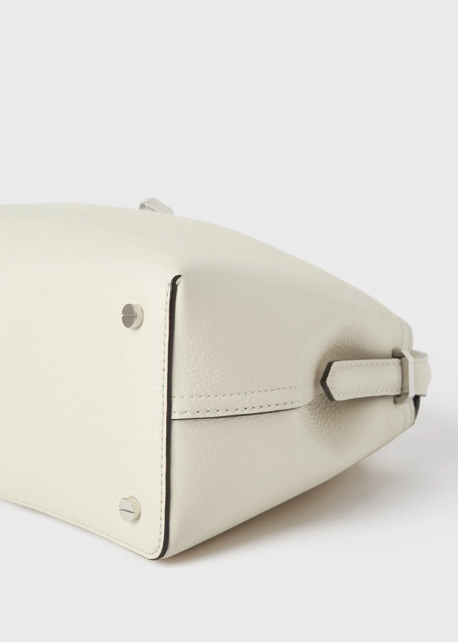 T-Lock grained-leather top handle milk