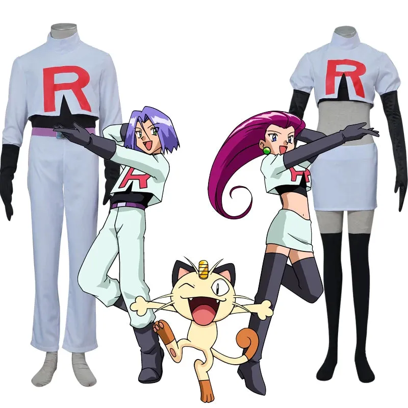 Team Rocket Jesse Musashi Kojirou Costume Anime Pokemon Cosplay Halloween Party Suit