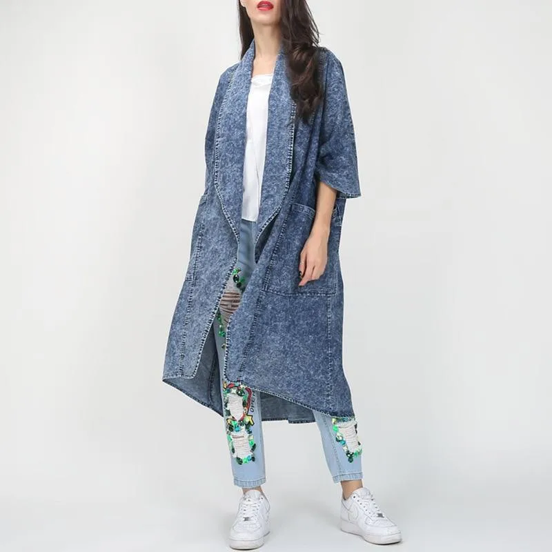 Thin Layered Denim Trench Coat