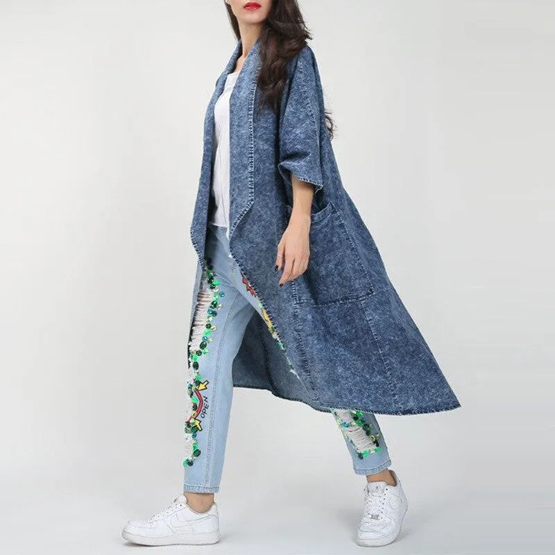 Thin Layered Denim Trench Coat