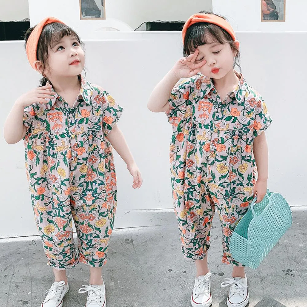 Toddler Girls Summer Floral Jumpsuit Girl Boutique Clothing Wholesale