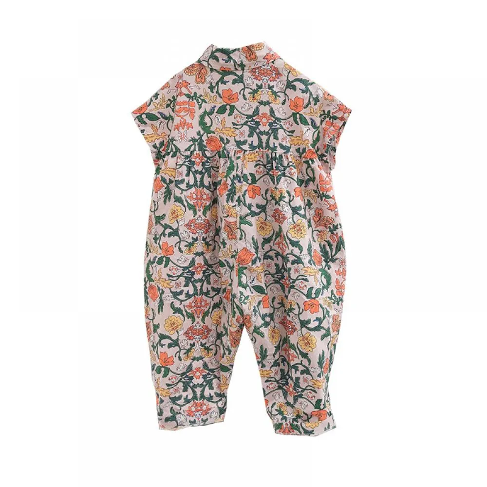 Toddler Girls Summer Floral Jumpsuit Girl Boutique Clothing Wholesale