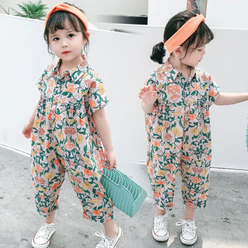 Toddler Girls Summer Floral Jumpsuit Girl Boutique Clothing Wholesale