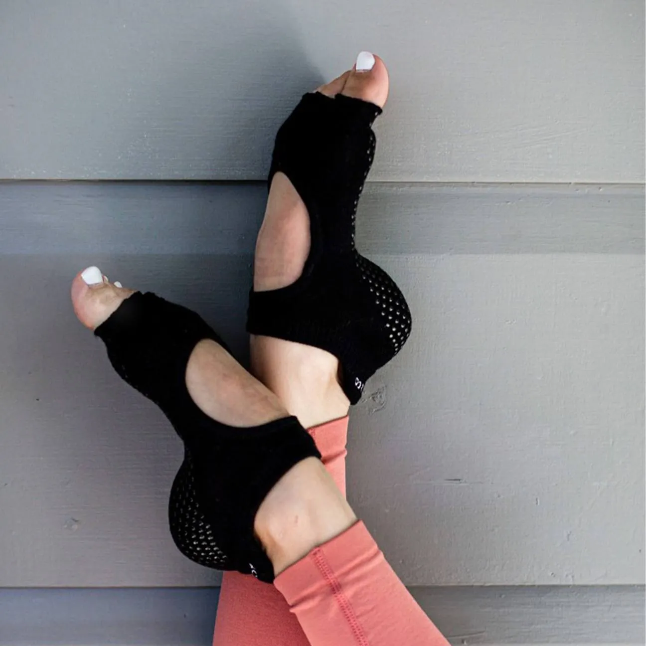 Toeless Black Non Slip Grip Sock