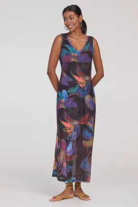 Tribal | Sleeveless | Tropical Print | Mesh | Maxi Dress | Women's