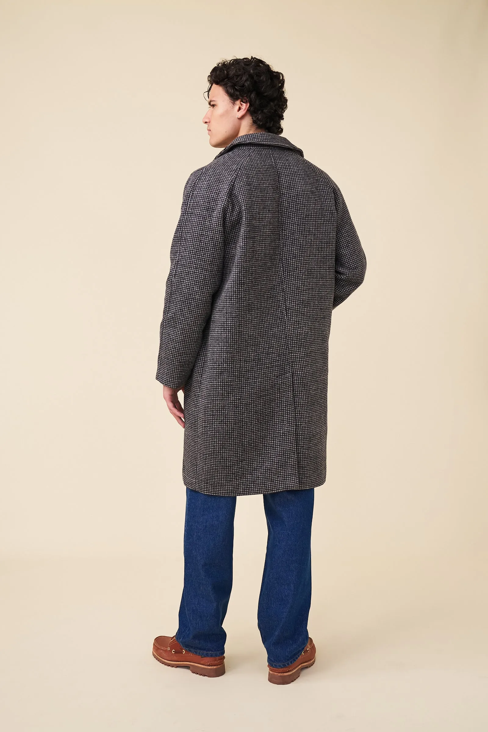 TRIBECA DOGTOOTH WOOL COAT - CHARC BLACK