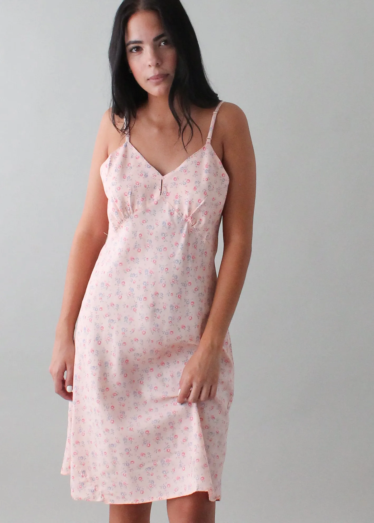 Vintage 1940s Floral Rayon Slip Dress