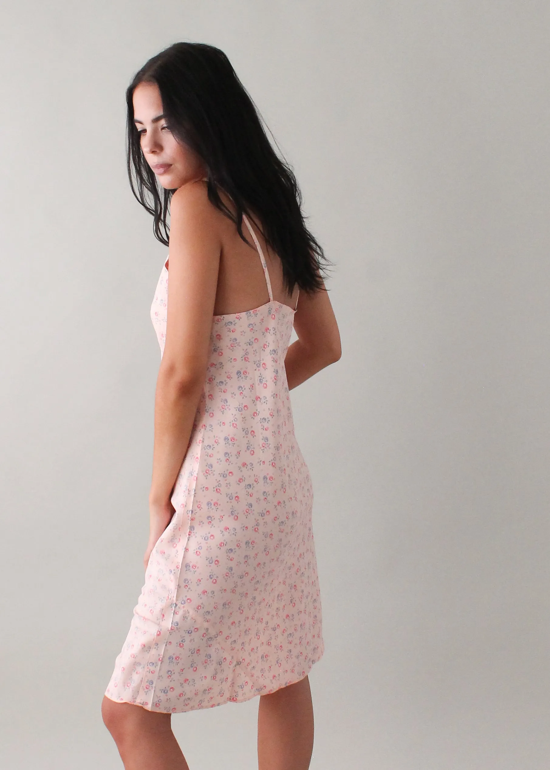 Vintage 1940s Floral Rayon Slip Dress