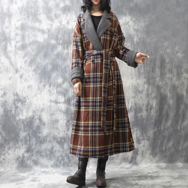 Vintage Plaid Trench Coat