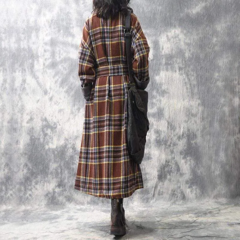 Vintage Plaid Trench Coat