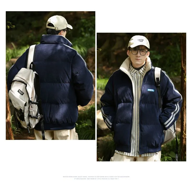 Warmth White Duck Down Thickened Corduroy Down Jacket