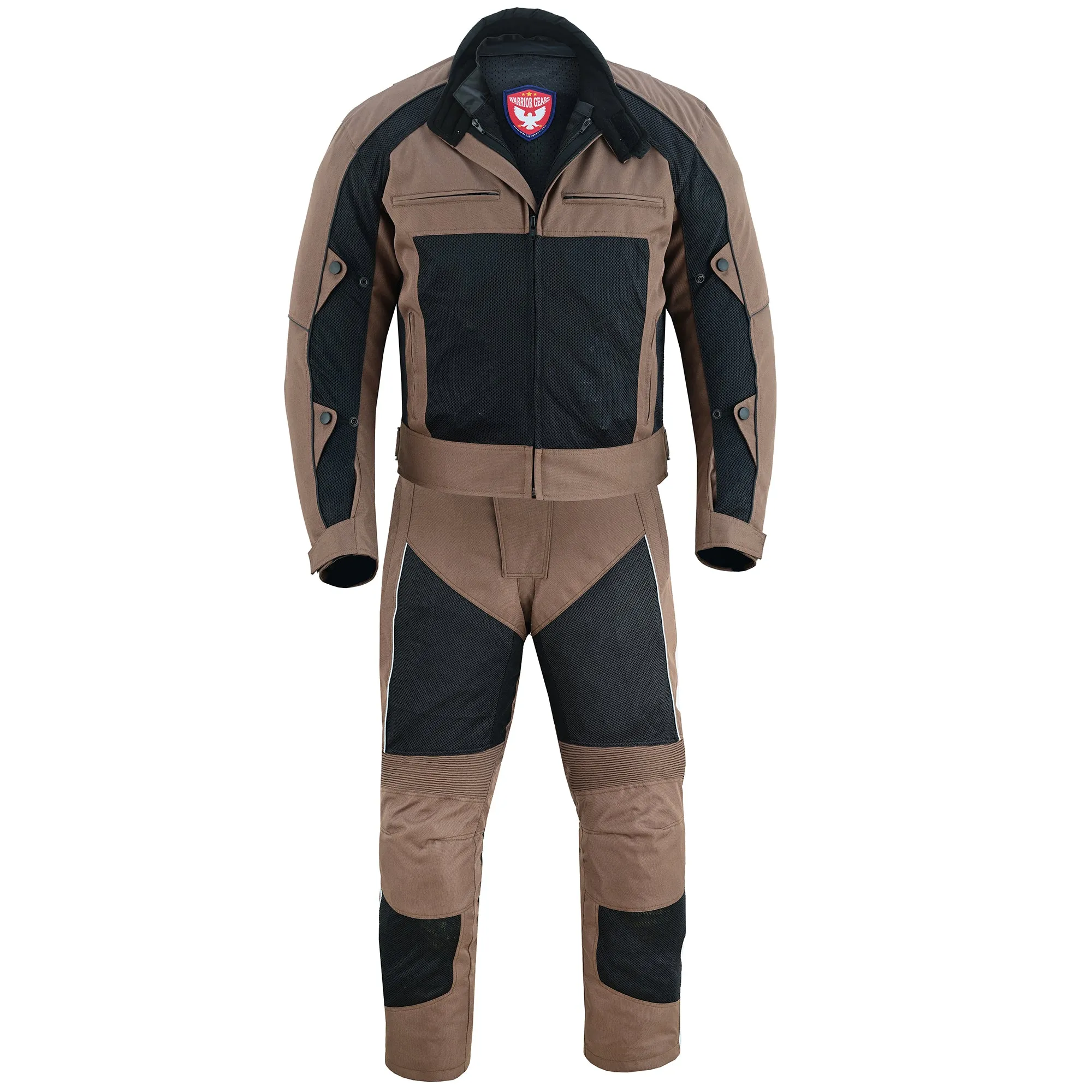 Warrior Gears® Air Mesh Motorbike Suits for Men, Breathable Textile Motorbike Jacket and Trouser with Removable Lining and CE Armours