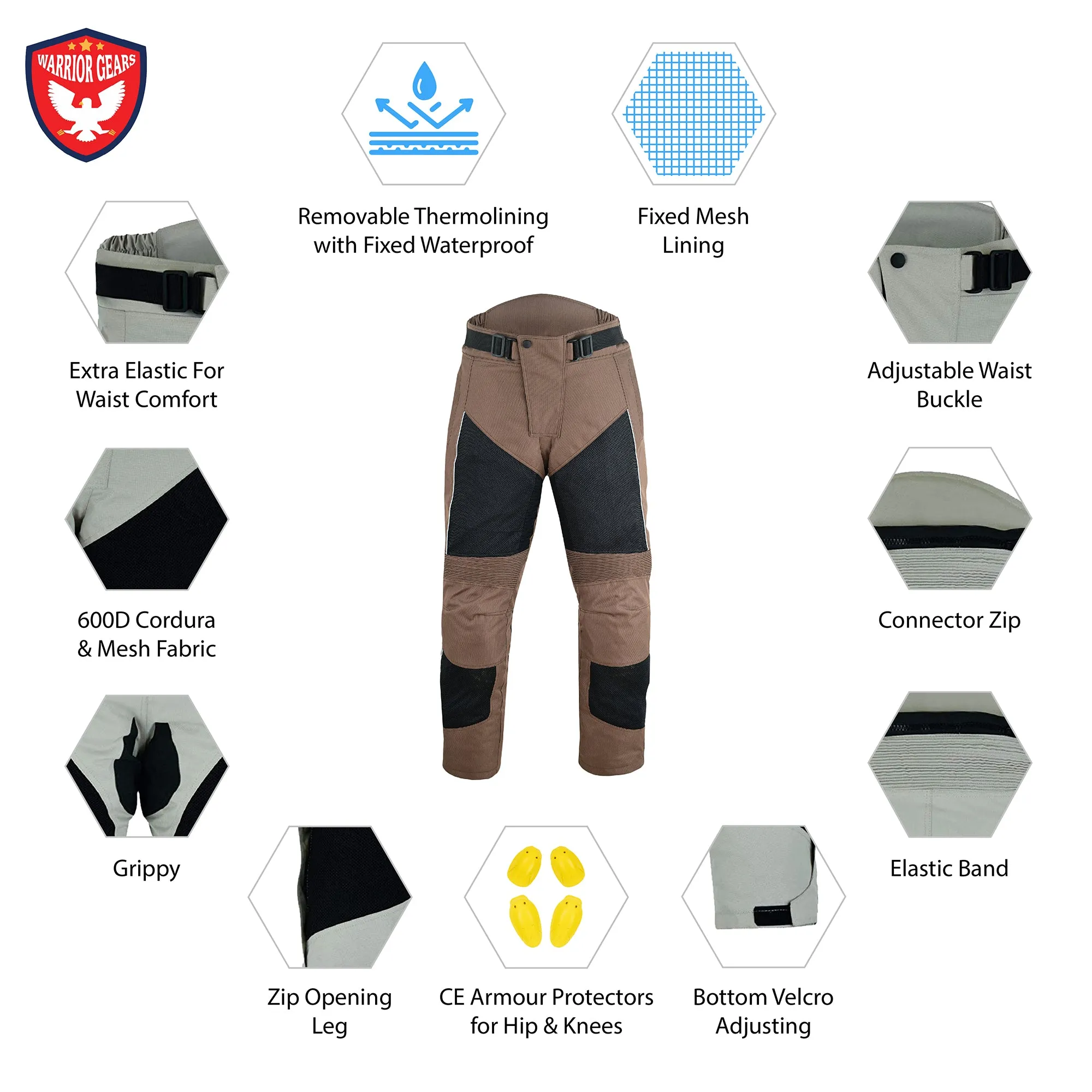 Warrior Gears® Air Mesh Motorbike Suits for Men, Breathable Textile Motorbike Jacket and Trouser with Removable Lining and CE Armours