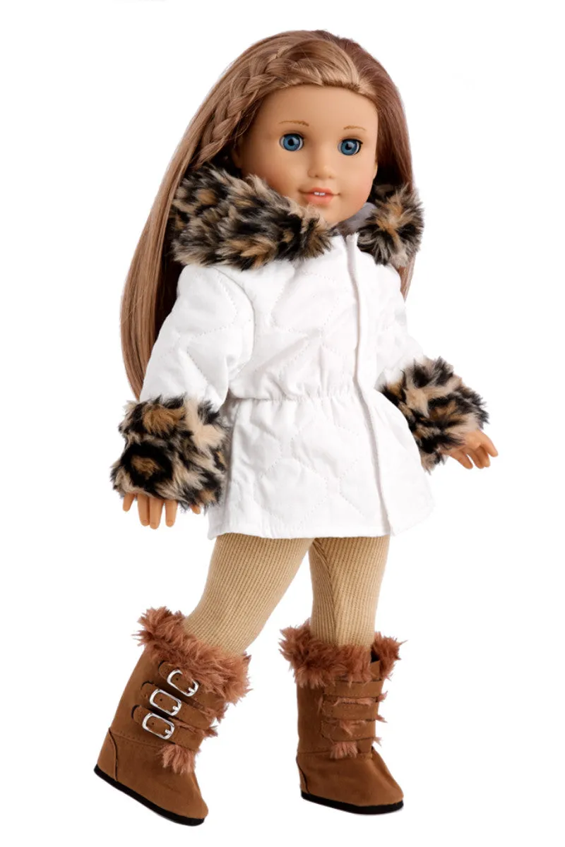 Winter Fun - Clothes for 18 inch Doll - Ivory Parka with Leggings and Boots