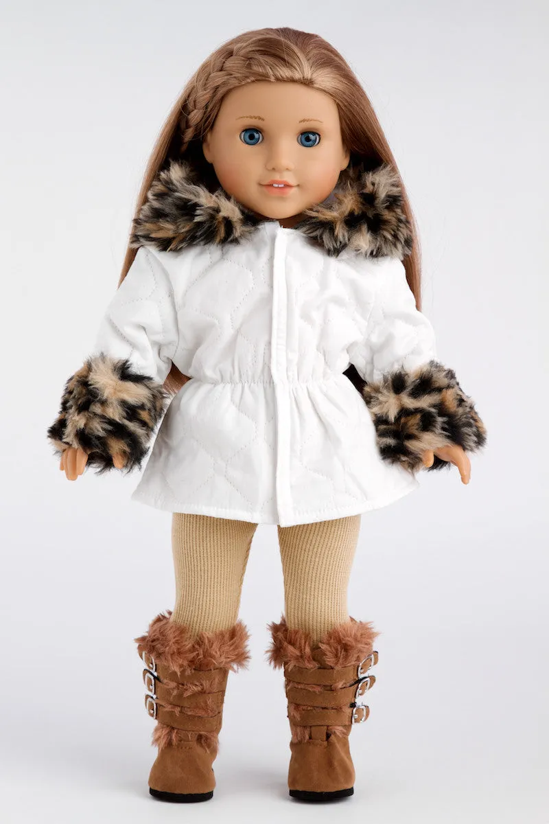 Winter Fun - Clothes for 18 inch Doll - Ivory Parka with Leggings and Boots