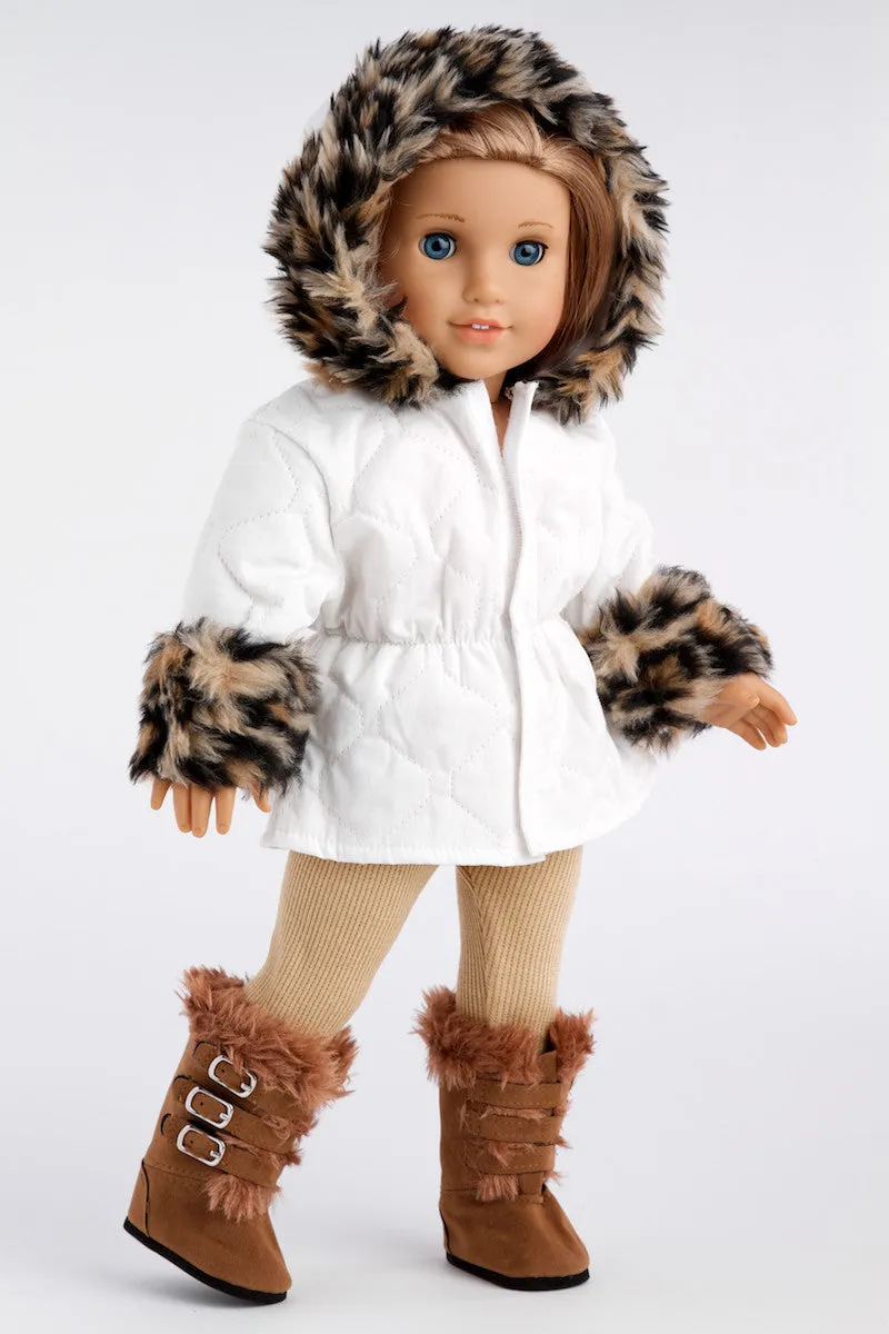 Winter Fun - Clothes for 18 inch Doll - Ivory Parka with Leggings and Boots