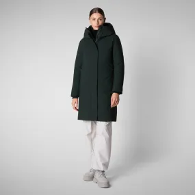 Woman's hooded parka Sienna in green black