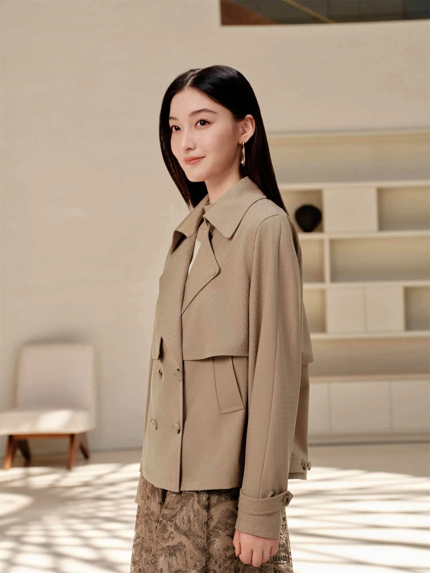 YAYING Wool Short Trench Coat